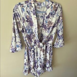 Fashion Nova Floral Purple and Blue Romper